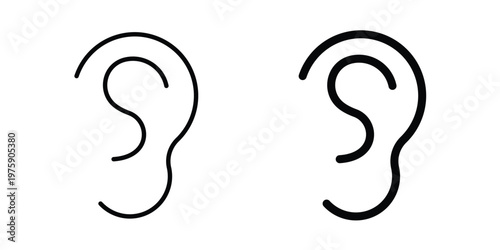 Ear icon. glyph solid icons collection. Line icons