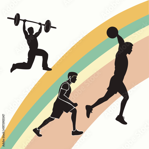 Sports Activities Silhouettes Collection with Fitness and Workout Actions