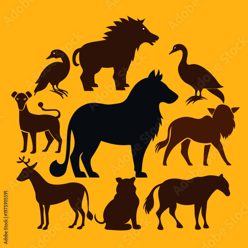 Animal Silhouettes Collection with Wildlife and Nature Concept