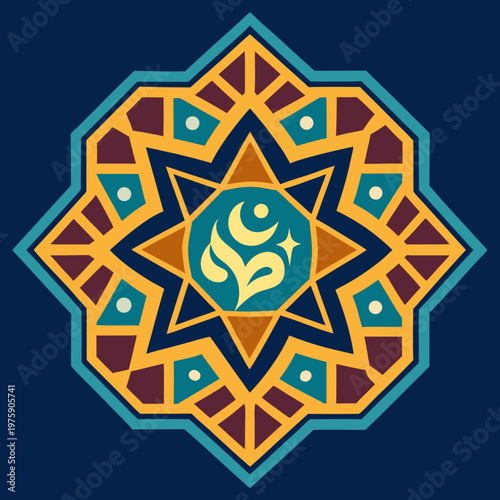 Colorful Islamic Geometric Star Pattern Arabic Ornament Mandala Vector