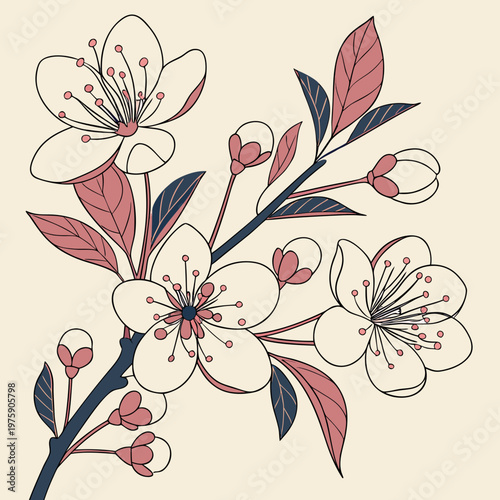 Botanical Leaves and Flowers Seamless Pattern Natural Floral Background