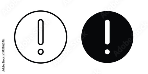 Exclamation button icon. glyph solid icons collection. Line icons