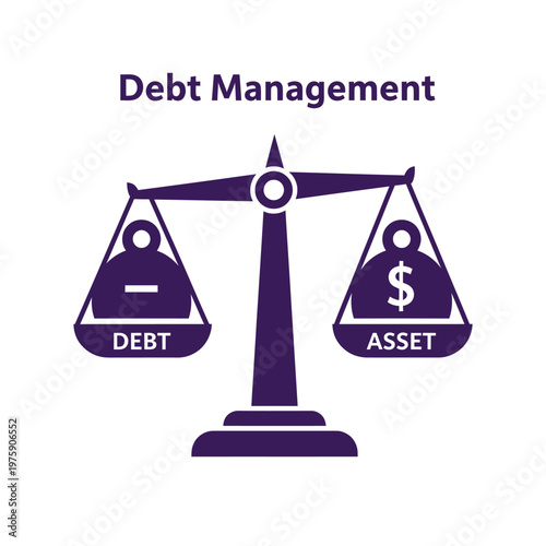 Debt Management Balance Scale Weighing Debt Against Assets
