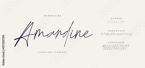 signature Font Calligraphy Logotype Script Brush Font Type Font lettering handwritten. Minimal modern urban fonts for logo, brand etc. Typography typeface uppercase lowercase and number. vector 