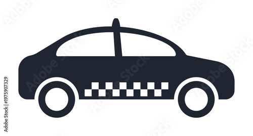 Black and White Taxi Car icon vector illustration