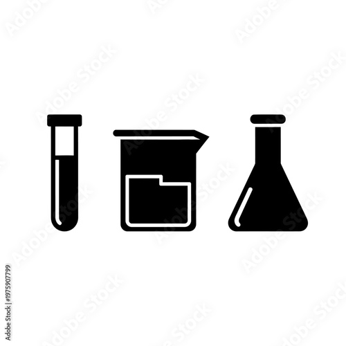 Laboratory Glassware: Beaker, Erlenmeyer Flask, Test Tube - Science Iconography