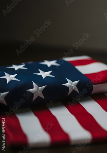 Folded American flag close up symbol of honor and military funeral tradition