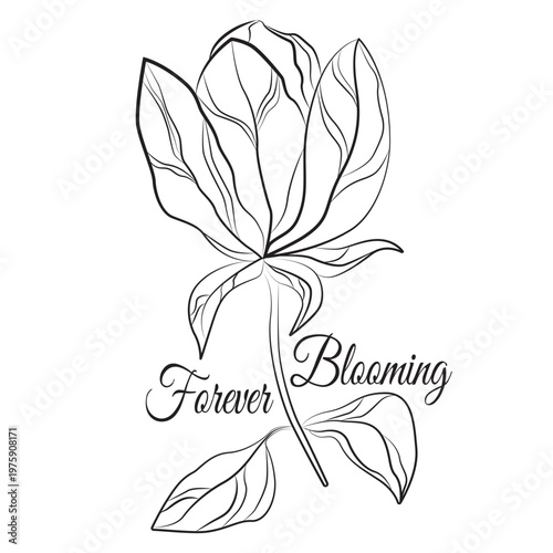 Blooming forever, art with flower, vector illustration