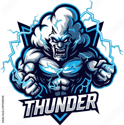 Thunder Cloud Warrior Mascot Logo Illustration for Sports and Esports Team