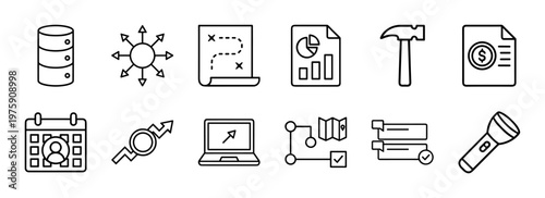 Corporate business and financial productivity outline icons