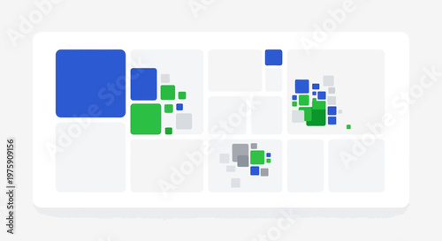Abstract geometric data visualization with squares, representing business analytics and digital information flow.