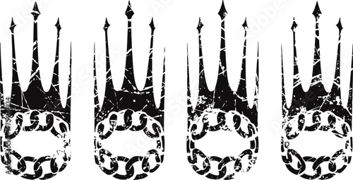 grunge hand print with raised middle finger symbol in black ink distressed