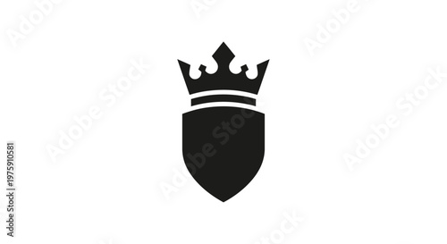 Black and white shield with crown icon.
