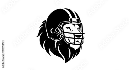 Lion wearing a football helmet, a powerful symbol of strength and sport.