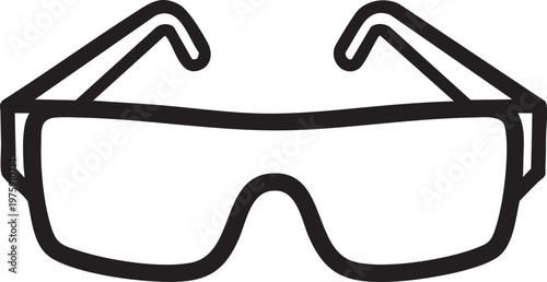 A pair of protective safety goggles for industrial use on a face