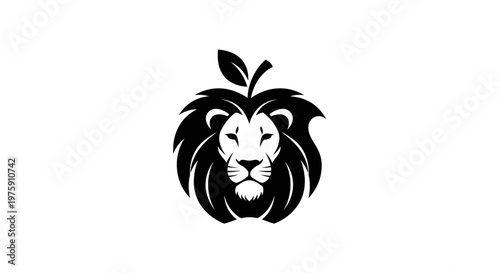 Lion head with apple shape logo design.