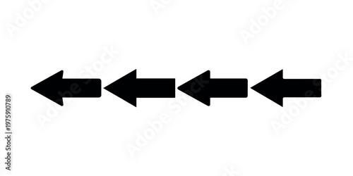 Black left arrows vector design, navigation symbol, direction sign, user interface element, pointer, indicator, button