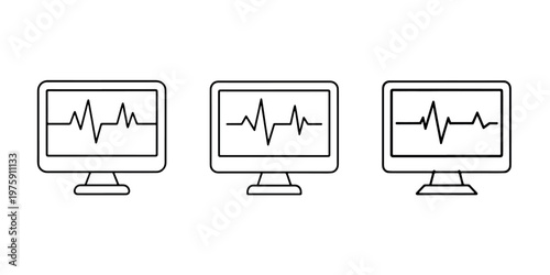 Medical monitor vector illustration displaying heart rate, electrocardiogram on screen, healthcare and cardiology concept for diagnostics
