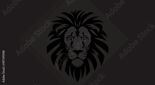 Majestic Lion Head Illustration on Dark Background.