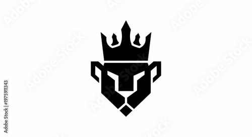 Bold Lion Head with Crown Logo Design.