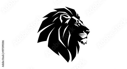 Majestic Lion Head Profile Black and White.