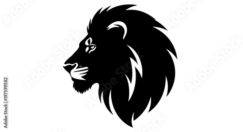 Majestic Lion Head Silhouette in Profile.