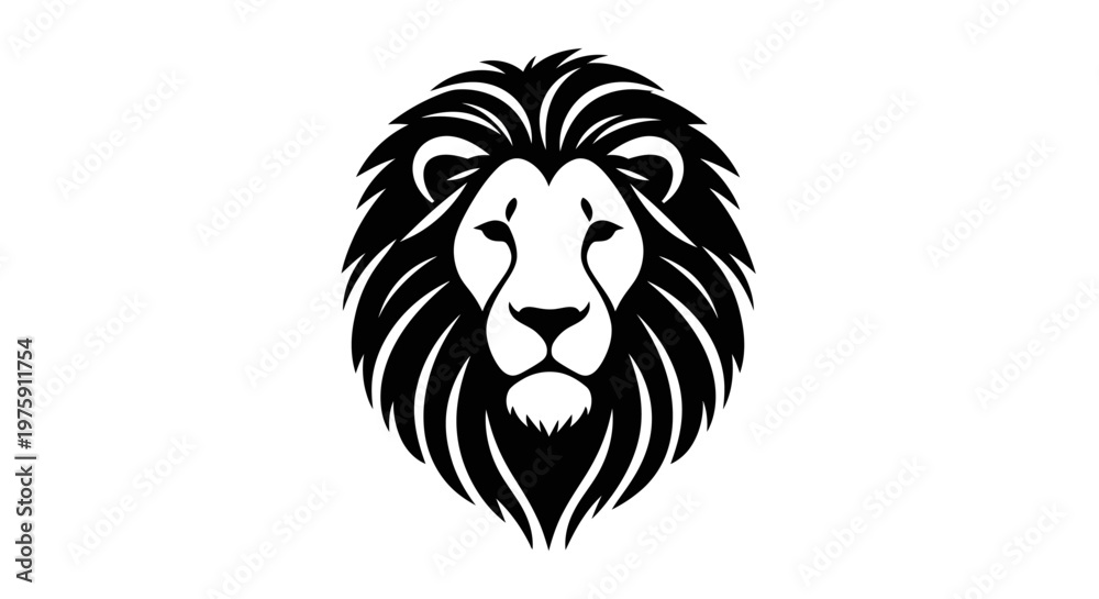 Fototapeta premium Majestic lion head symbol with powerful mane.