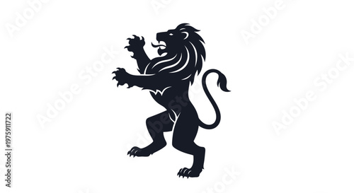 Majestic Black Lion Heraldic Symbol Standing Proudly.