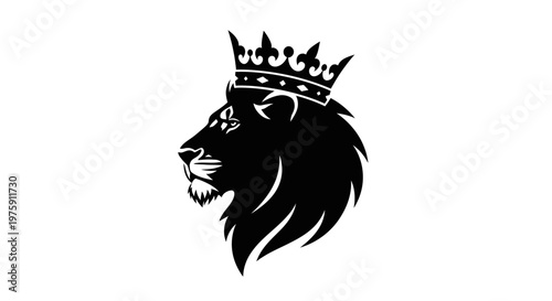 Majestic lion head silhouette with a royal crown.