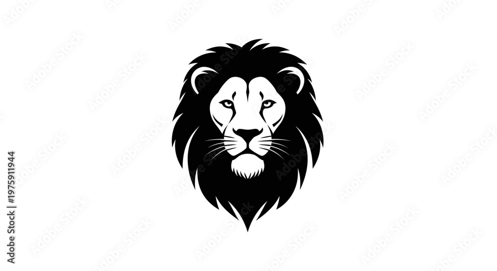 Obraz premium Majestic Lion Head Vector Illustration on White Background.
