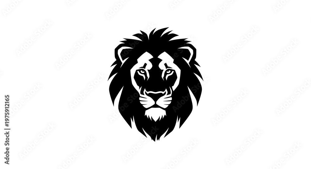 Obraz premium Majestic Lion Head Vector Illustration on White Background.