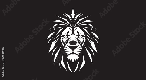 Majestic Lion Head Logo Design on Black Background.