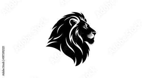 Majestic Lion Head Profile Silhouette Vector Illustration.