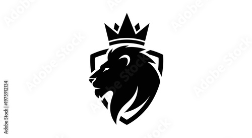Majestic Lion Head with Crown Logo Design.