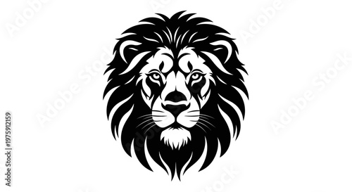 Majestic Lion Head Vector Illustration on White Background.