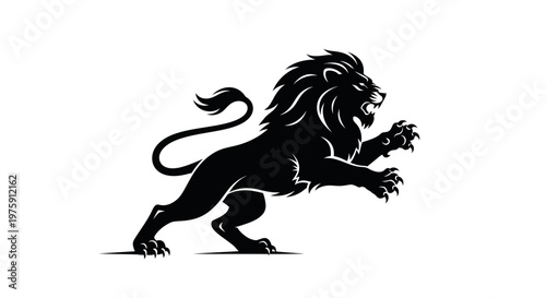 Majestic Black Lion Roaring with Power and Strength.