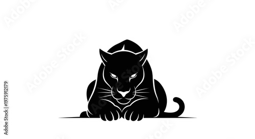 Majestic Black Panther Resting with Intense Gaze.