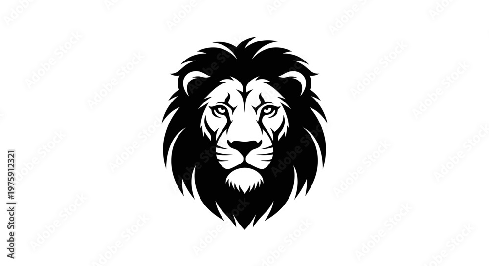 Fototapeta premium Majestic Lion Head Vector Illustration on White Background.