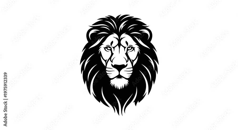 Fototapeta premium Majestic Lion Head Vector Illustration on White Background.