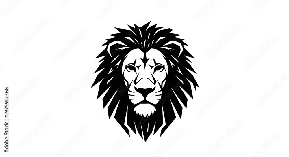 Obraz premium Majestic Lion Head Vector Illustration on White Background.