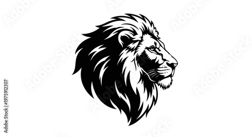 Majestic Lion Head Profile Vector Illustration.