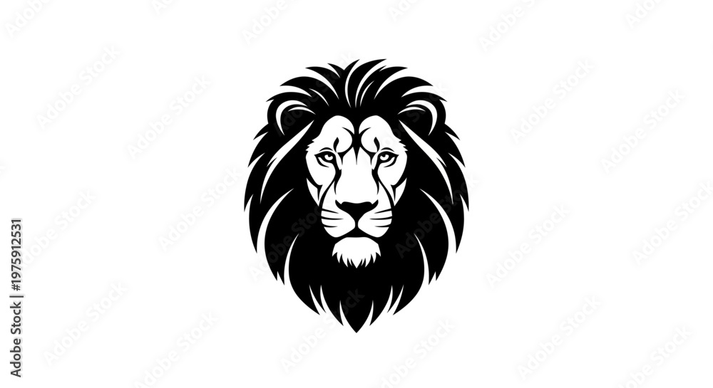 Fototapeta premium Majestic Lion Head Logo Design with Detailed Mane.