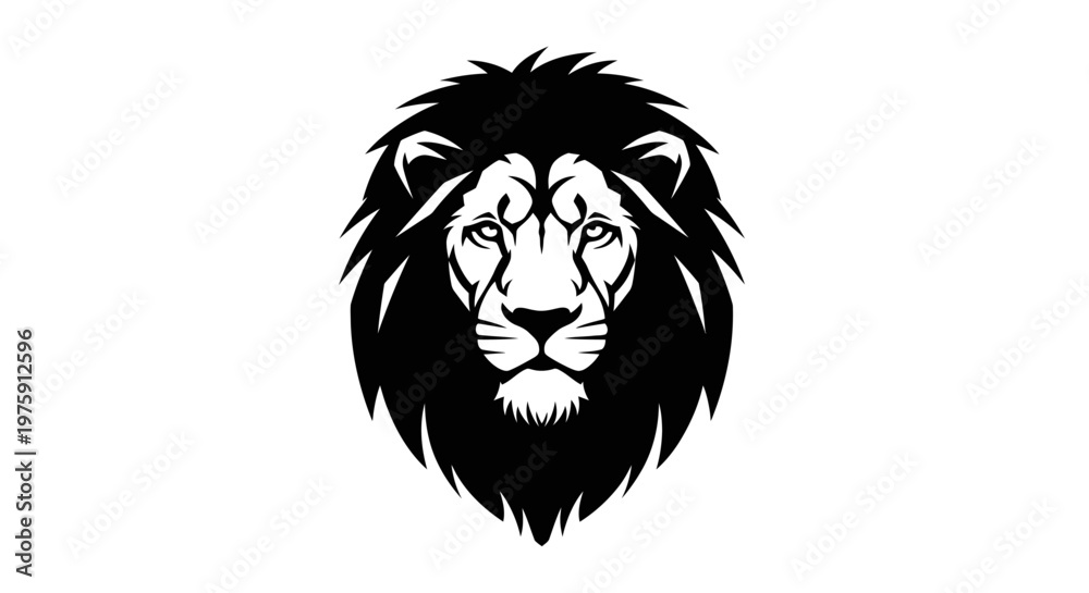 Obraz premium Majestic Lion Head Vector Illustration Roaring Power.