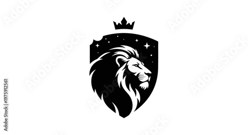 Majestic lion head with crown on shield emblem.