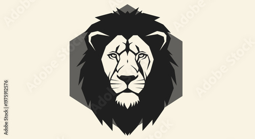 Majestic Lion Head Logo Design with Hexagonal Background.