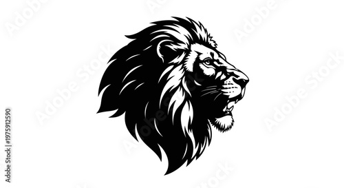 Majestic Lion Head Profile Vector Illustration.