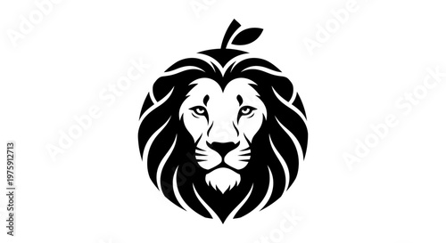 Majestic Lion Head Logo with Leaf Accent.