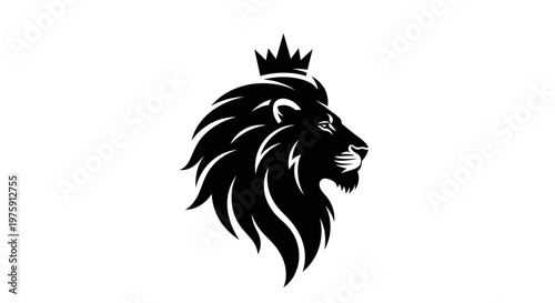 Majestic Lion Head with Crown, Symbol of Royalty and Strength.