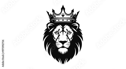 Majestic Lion Head with Crown, Symbol of Royalty and Strength.