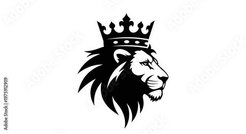 Majestic Lion Head with Crown Symbolizing Royalty and Strength.